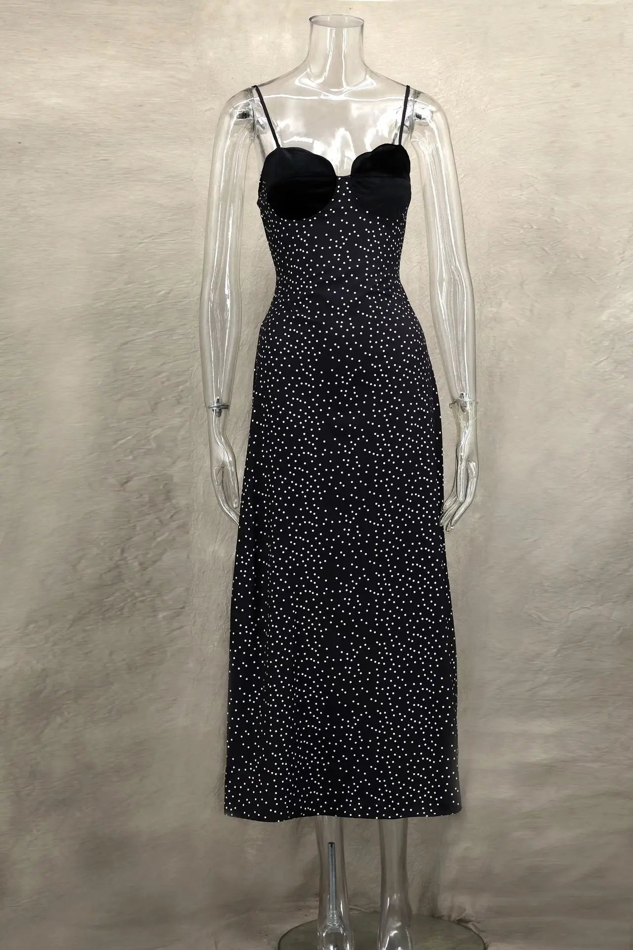 VEITCHE 2025 Women's Holiday Strap Dress Polka Dot Print Sexy A-Line Skirt Commute Wear Casual Women's Fashion
