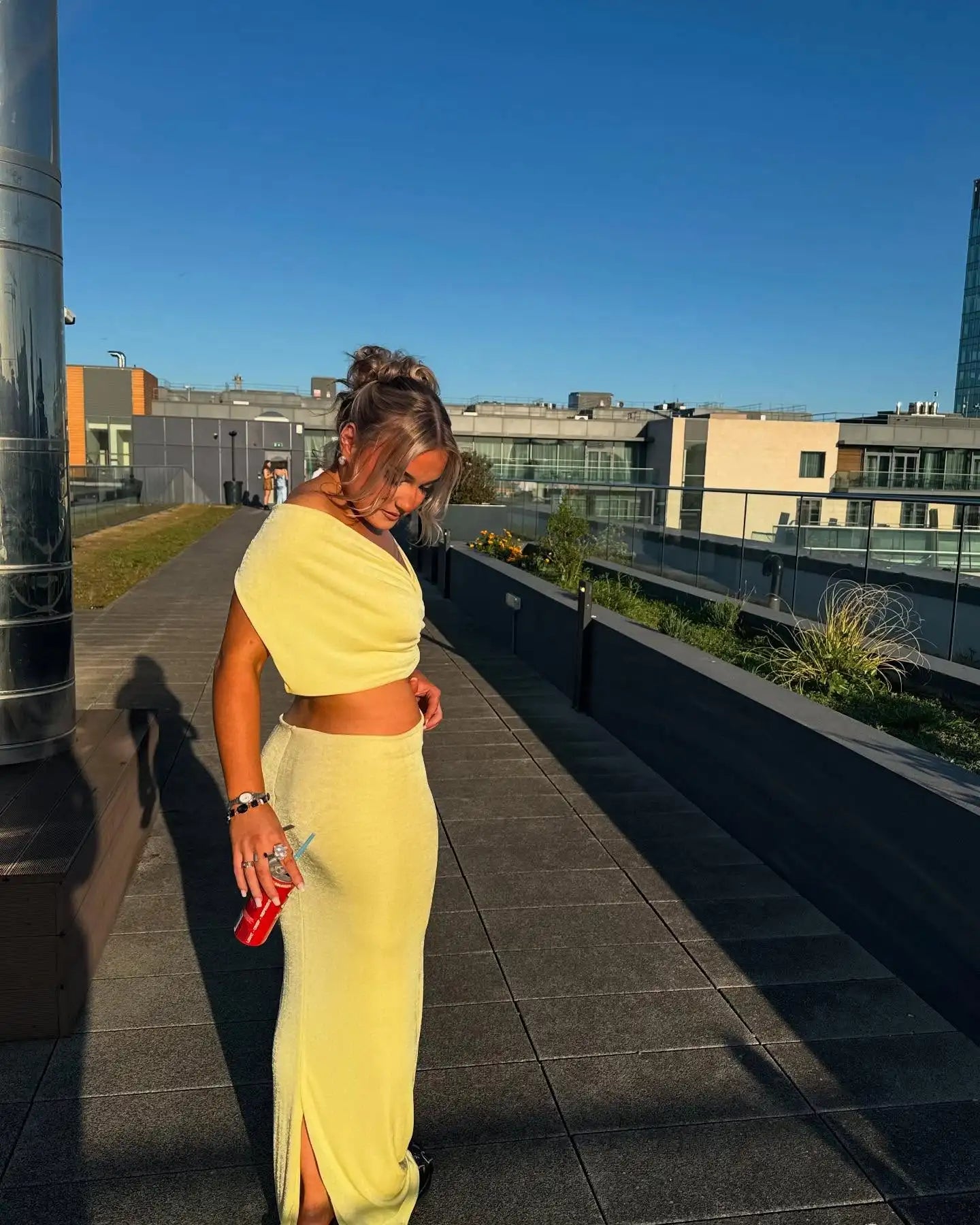 VEITCHE Summer Women Sexy Hollow Out Butter Yellow Long Dress V-neck Backless Beaded decoration Vestidos Female Vacation Robes