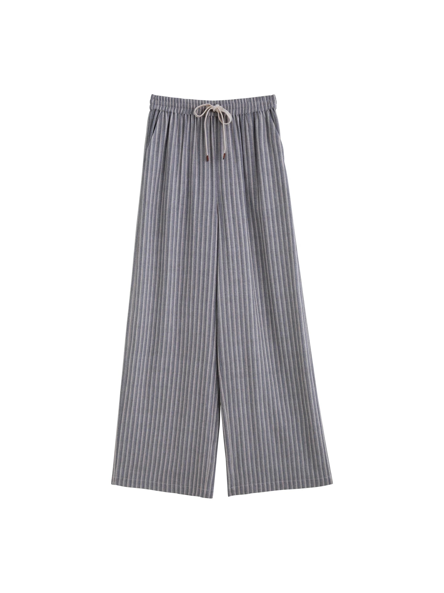 ZIQIAO 2025 Women's Elastic-Waist Wide-Leg Pants - Artistic Stripe & Fluid Drape Silhouette Casual Loose Pants 25ZQ92277