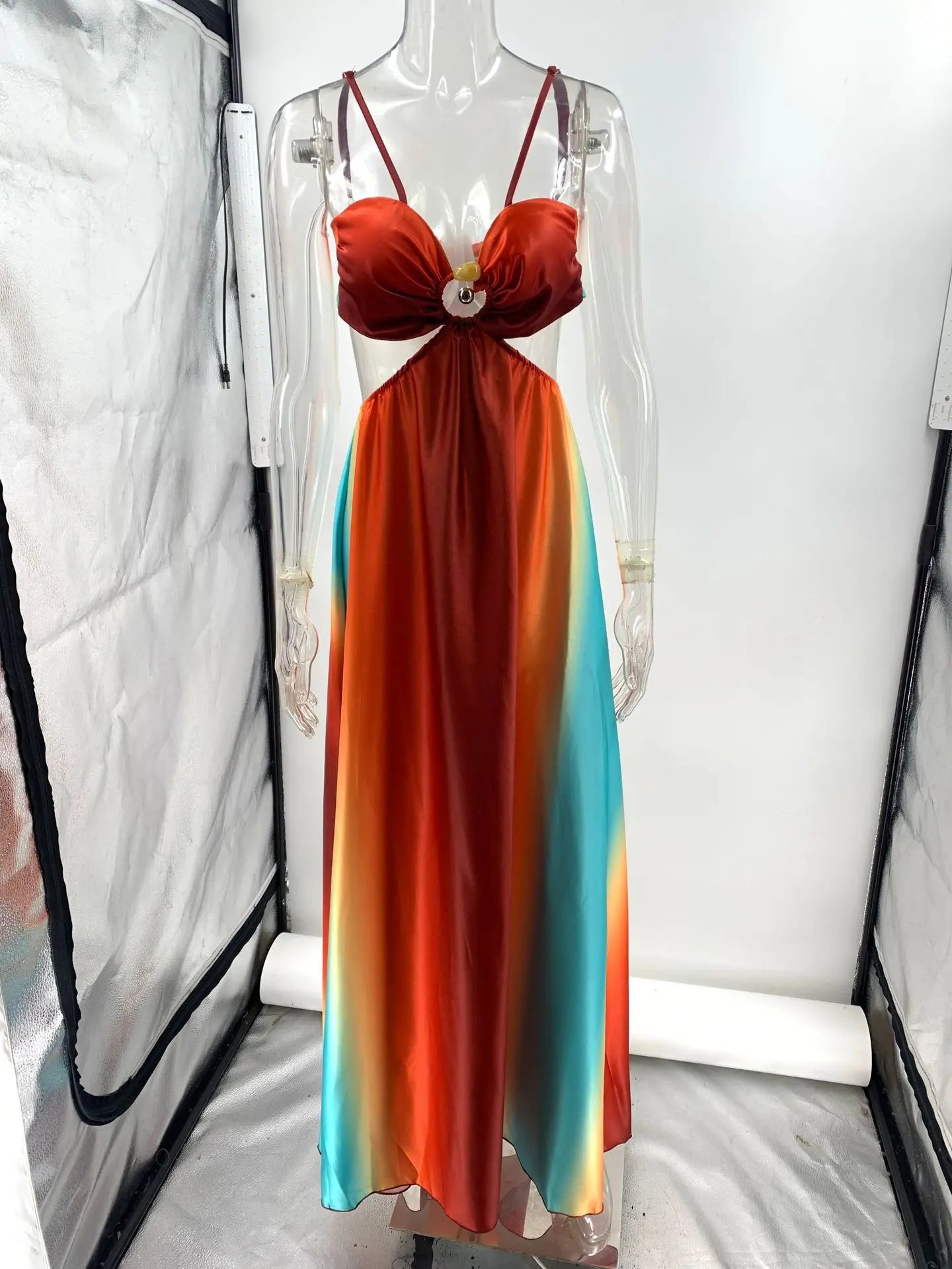 VEITCH Summer Bohemian Elegant Women Off Shoulder Bodycon Long Dress Women Sexy Strap Gradient Island Style Beach Maxi Dress