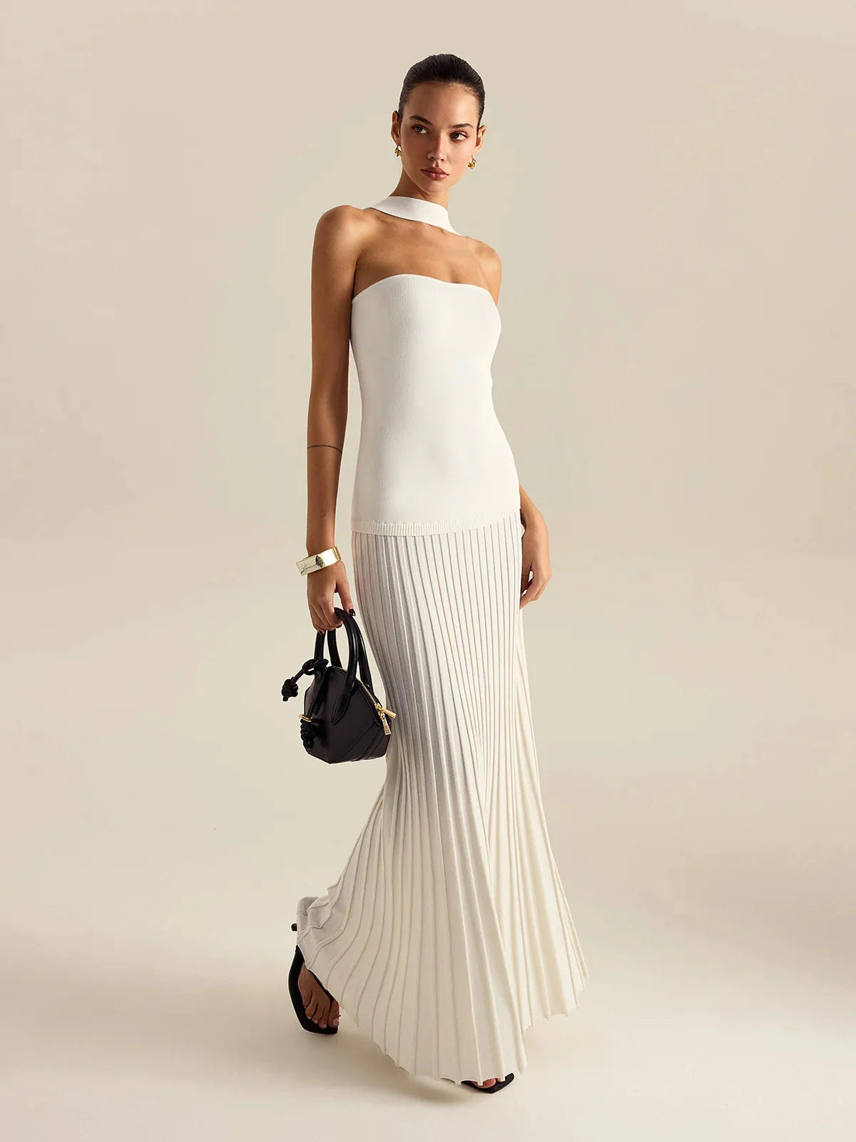 2026 New Fashion Elegant Women trapless Evening Dress Women Sexy Sleeveless Backless Hollow Patchwork Long Dress Maxi Dress